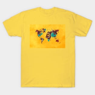 world map yellow  #map #worldmap T-Shirt